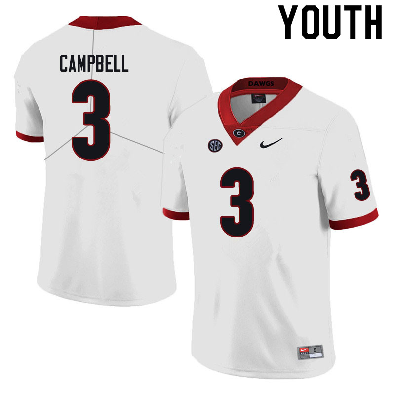 Youth #3 Tyson Campbell Georgia Bulldogs College Football Jerseys Sale-Black - Click Image to Close